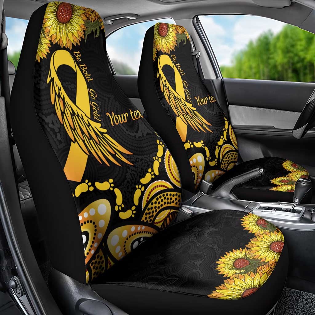 Be Bold Go Gold Aboriginal Ribbon Childhood Personalised Car Seat Cover