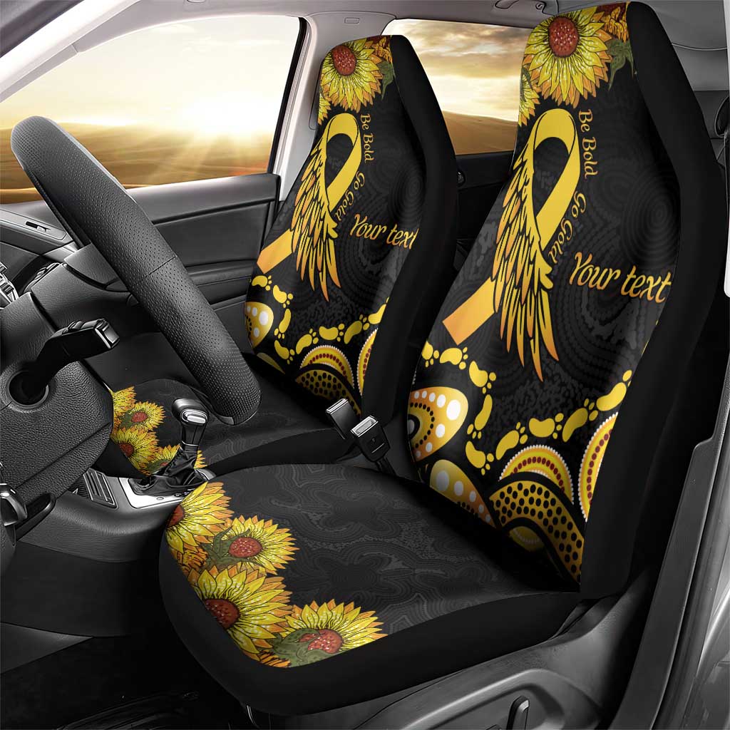 Be Bold Go Gold Aboriginal Ribbon Childhood Personalised Car Seat Cover