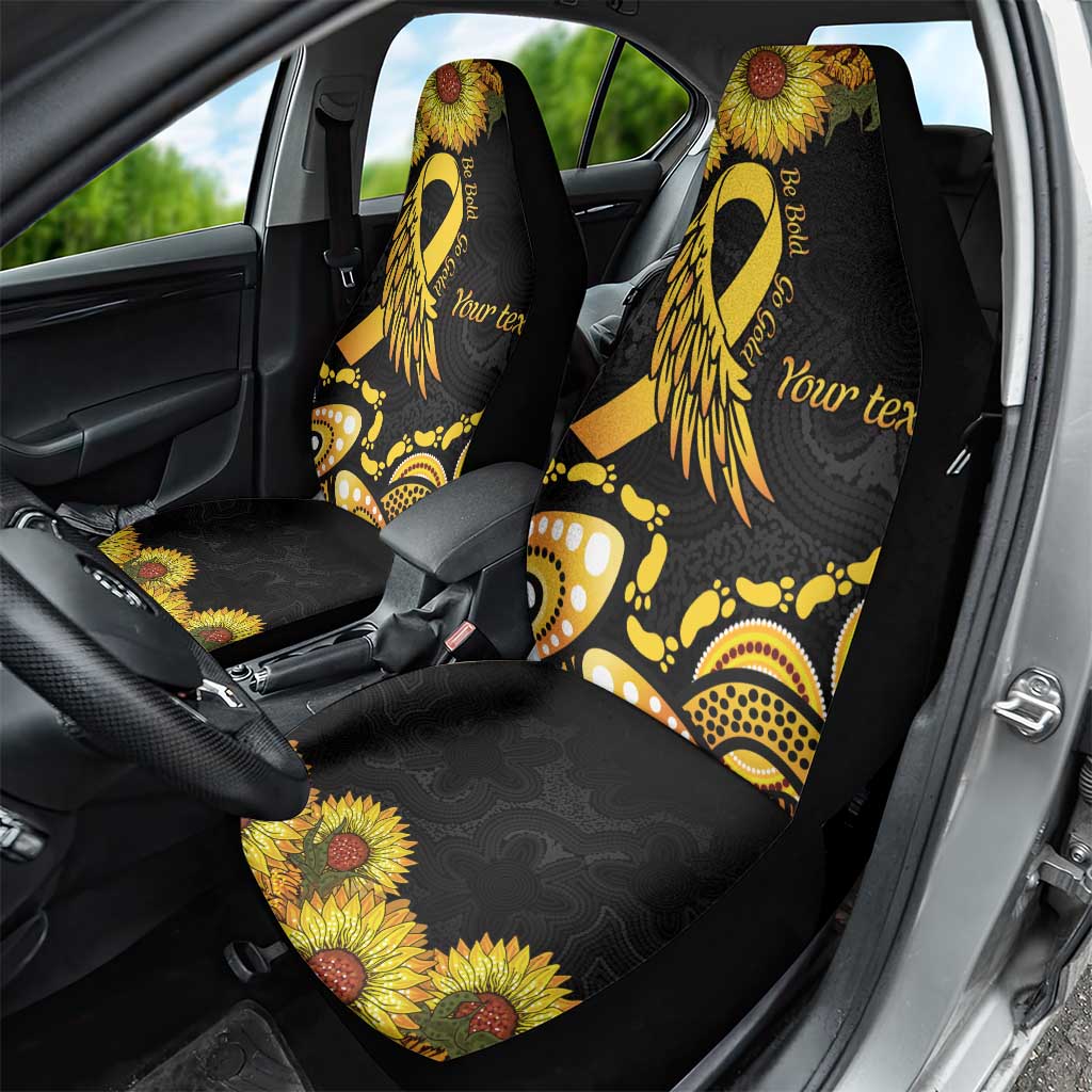 Be Bold Go Gold Aboriginal Ribbon Childhood Personalised Car Seat Cover