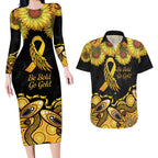 Be Bold Go Gold Aboriginal Ribbon Childhood Personalised Couples Matching Long Sleeve Bodycon Dress and Hawaiian Shirt