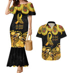 Be Bold Go Gold Aboriginal Ribbon Childhood Personalised Couples Matching Mermaid Dress and Hawaiian Shirt