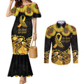 Be Bold Go Gold Aboriginal Ribbon Childhood Personalised Couples Matching Mermaid Dress and Long Sleeve Button Shirt