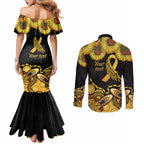 Be Bold Go Gold Aboriginal Ribbon Childhood Personalised Couples Matching Mermaid Dress and Long Sleeve Button Shirt