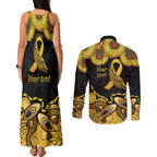 Be Bold Go Gold Aboriginal Ribbon Childhood Personalised Couples Matching Tank Maxi Dress and Long Sleeve Button Shirt