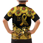 Be Bold Go Gold Aboriginal Ribbon Childhood Personalised Family Matching Mermaid Dress and Hawaiian Shirt