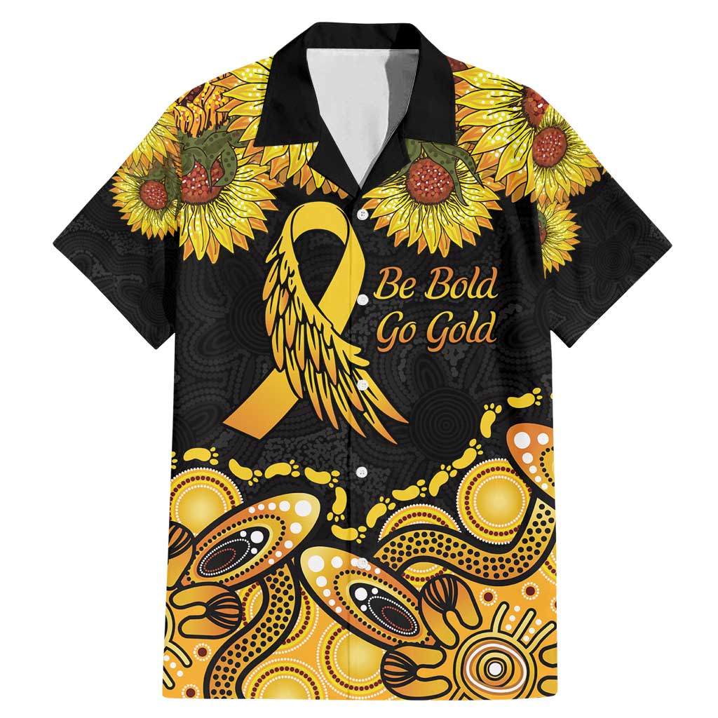 Be Bold Go Gold Aboriginal Ribbon Childhood Personalised Family Matching Mermaid Dress and Hawaiian Shirt