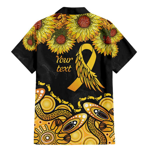 Be Bold Go Gold Aboriginal Ribbon Childhood Personalised Family Matching Mermaid Dress and Hawaiian Shirt