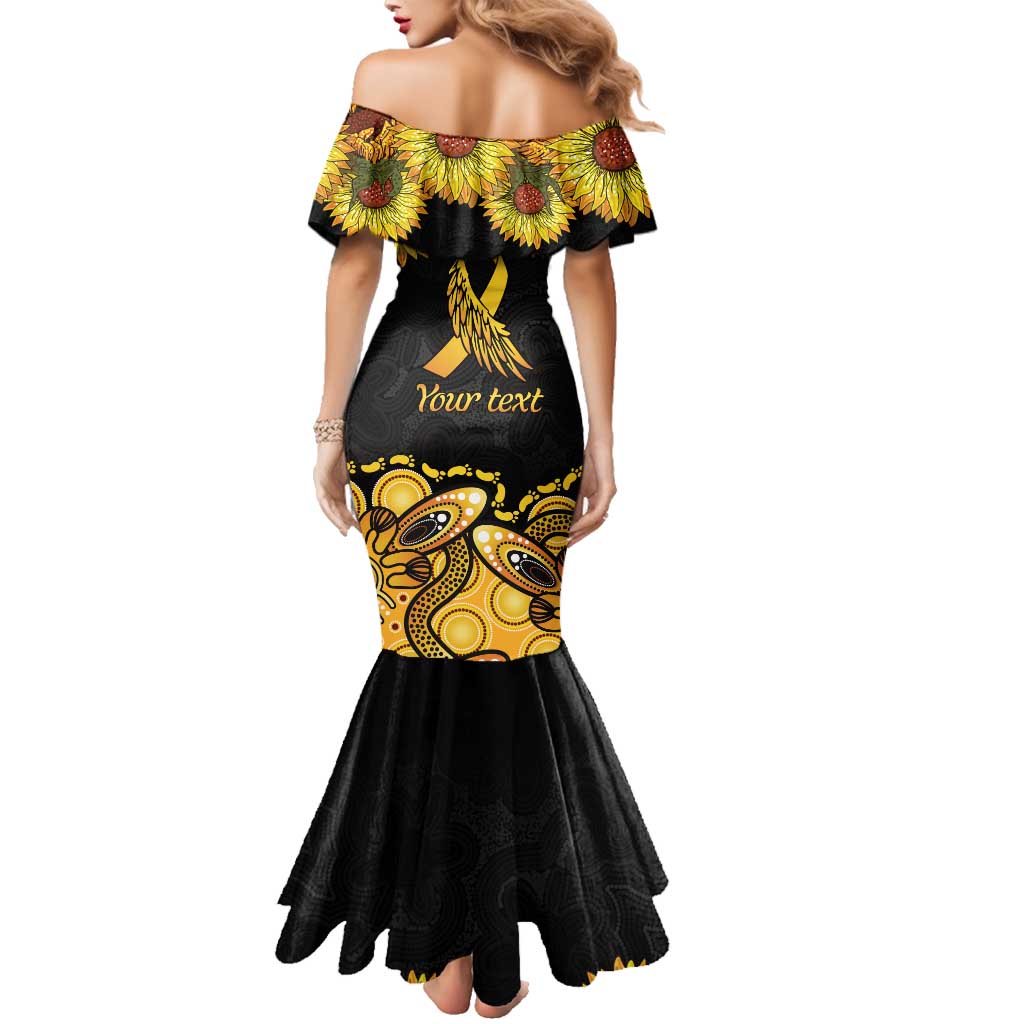 Be Bold Go Gold Aboriginal Ribbon Childhood Personalised Family Matching Mermaid Dress and Hawaiian Shirt