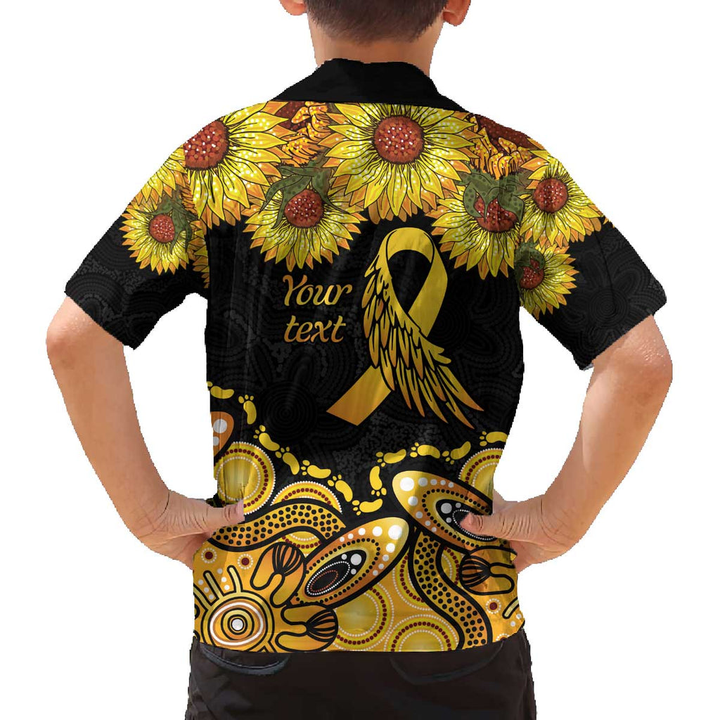 Be Bold Go Gold Aboriginal Ribbon Childhood Personalised Family Matching Off The Shoulder Long Sleeve Dress and Hawaiian Shirt