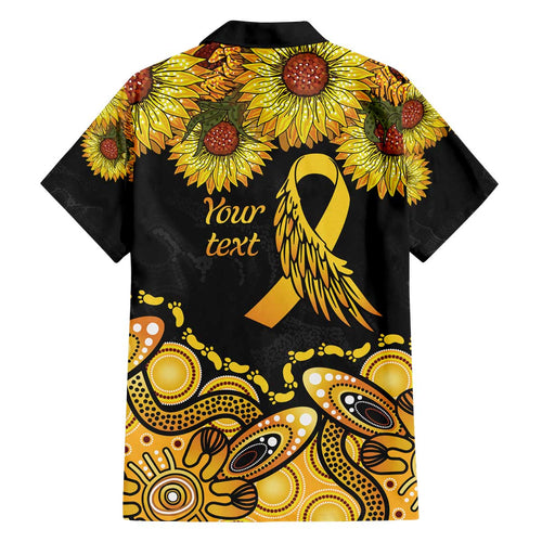 Be Bold Go Gold Aboriginal Ribbon Childhood Personalised Family Matching Off The Shoulder Long Sleeve Dress and Hawaiian Shirt