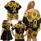Be Bold Go Gold Aboriginal Ribbon Childhood Personalised Family Matching Off Shoulder Short Dress and Hawaiian Shirt