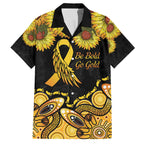 Be Bold Go Gold Aboriginal Ribbon Childhood Personalised Family Matching Off Shoulder Short Dress and Hawaiian Shirt