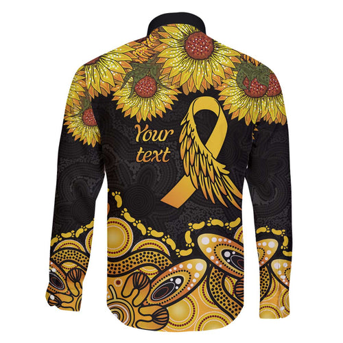 Be Bold Go Gold Aboriginal Ribbon Childhood Personalised Family Matching Off Shoulder Short Dress and Hawaiian Shirt