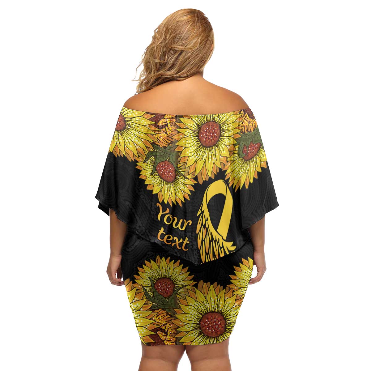 Be Bold Go Gold Aboriginal Ribbon Childhood Personalised Family Matching Off Shoulder Short Dress and Hawaiian Shirt