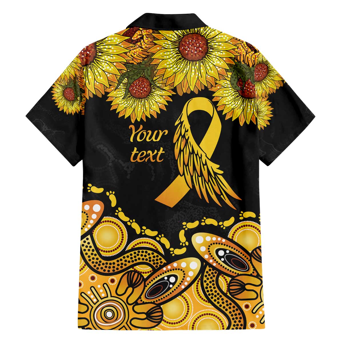 Be Bold Go Gold Aboriginal Ribbon Childhood Personalised Family Matching Puletasi and Hawaiian Shirt