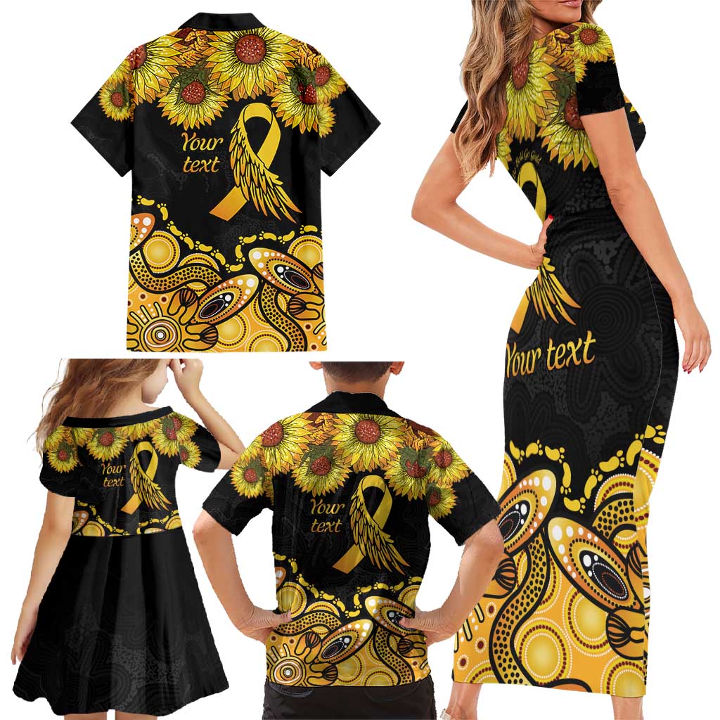 Be Bold Go Gold Aboriginal Ribbon Childhood Personalised Family Matching Short Sleeve Bodycon Dress and Hawaiian Shirt