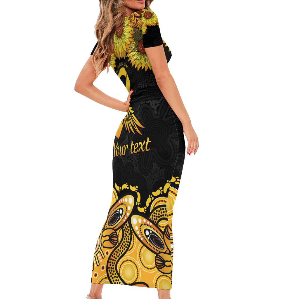 Be Bold Go Gold Aboriginal Ribbon Childhood Personalised Family Matching Short Sleeve Bodycon Dress and Hawaiian Shirt