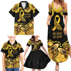 Be Bold Go Gold Aboriginal Ribbon Childhood Personalised Family Matching Summer Maxi Dress and Hawaiian Shirt