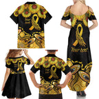 Be Bold Go Gold Aboriginal Ribbon Childhood Personalised Family Matching Summer Maxi Dress and Hawaiian Shirt
