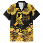 Be Bold Go Gold Aboriginal Ribbon Childhood Personalised Family Matching Summer Maxi Dress and Hawaiian Shirt
