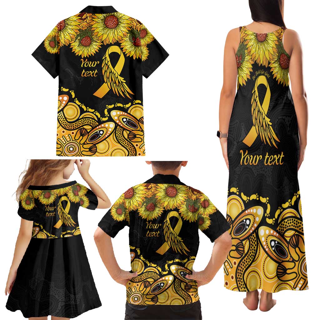 Be Bold Go Gold Aboriginal Ribbon Childhood Personalised Family Matching Tank Maxi Dress and Hawaiian Shirt