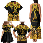 Be Bold Go Gold Aboriginal Ribbon Childhood Personalised Family Matching Tank Maxi Dress and Hawaiian Shirt