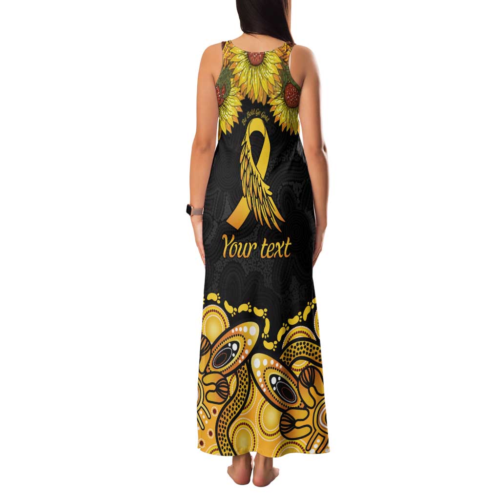Be Bold Go Gold Aboriginal Ribbon Childhood Personalised Family Matching Tank Maxi Dress and Hawaiian Shirt