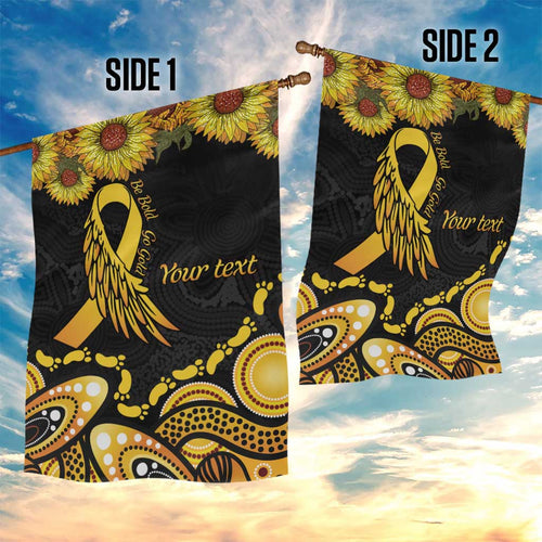 Be Bold Go Gold Aboriginal Ribbon Childhood Personalised Garden Flag