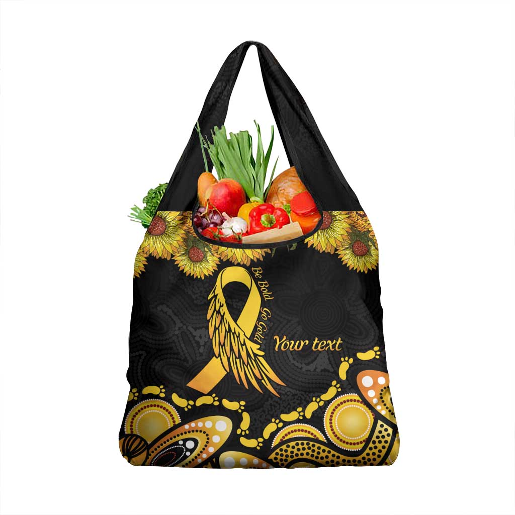 Be Bold Go Gold Aboriginal Ribbon Childhood Personalised Grocery Bag