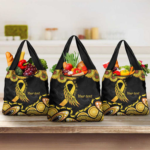 Be Bold Go Gold Aboriginal Ribbon Childhood Personalised Grocery Bag