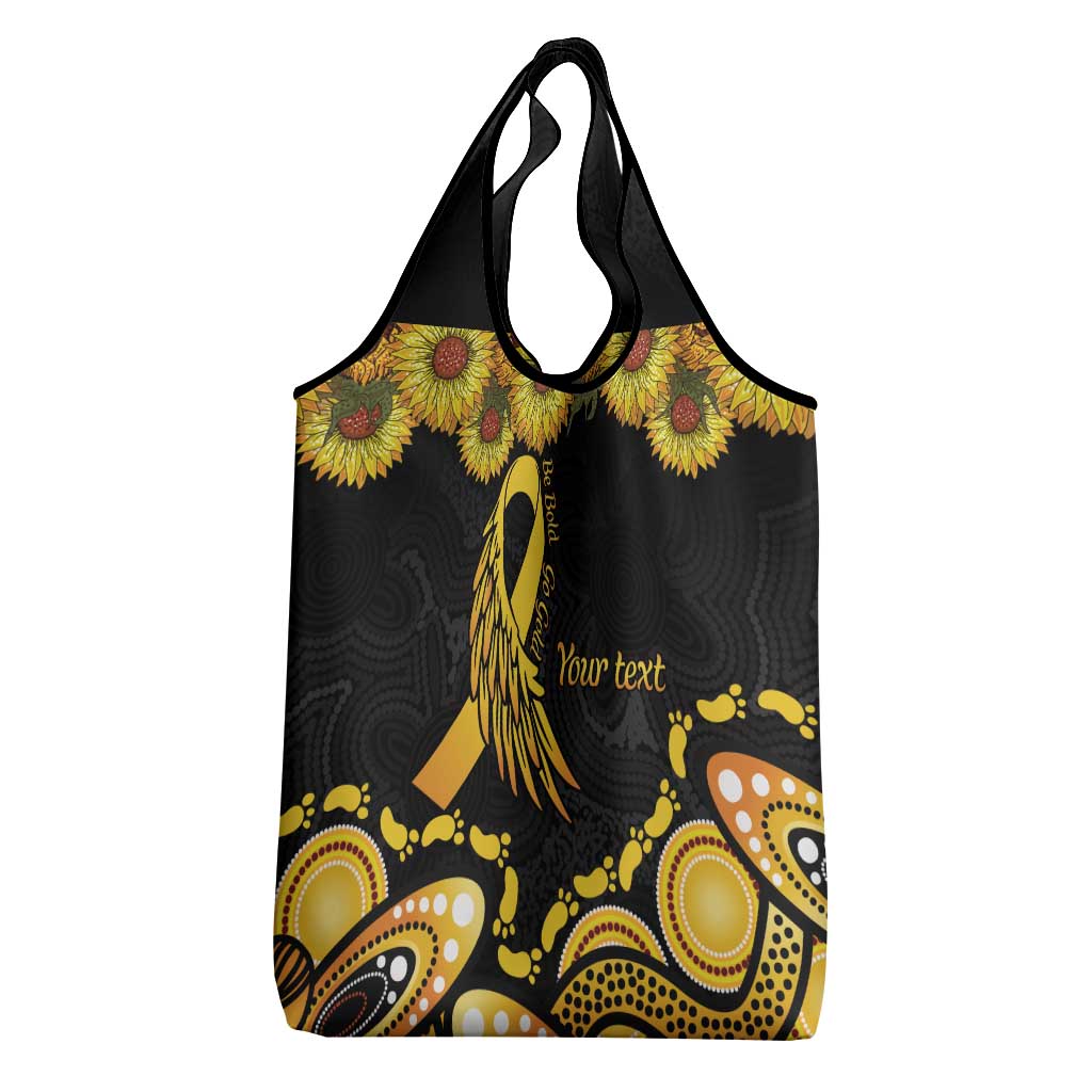Be Bold Go Gold Aboriginal Ribbon Childhood Personalised Grocery Bag