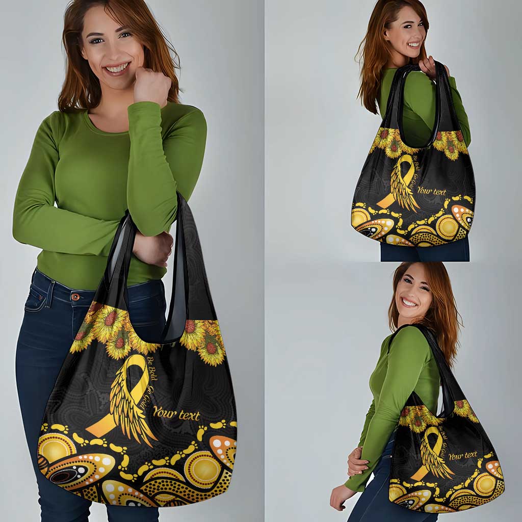 Be Bold Go Gold Aboriginal Ribbon Childhood Personalised Grocery Bag
