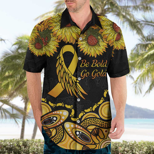Be Bold Go Gold Aboriginal Ribbon Childhood Personalised Hawaiian Shirt
