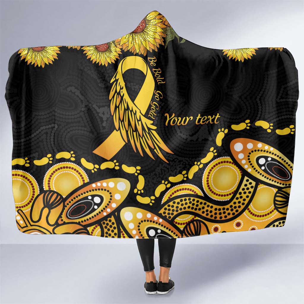 Be Bold Go Gold Aboriginal Ribbon Childhood Personalised Hooded Blanket