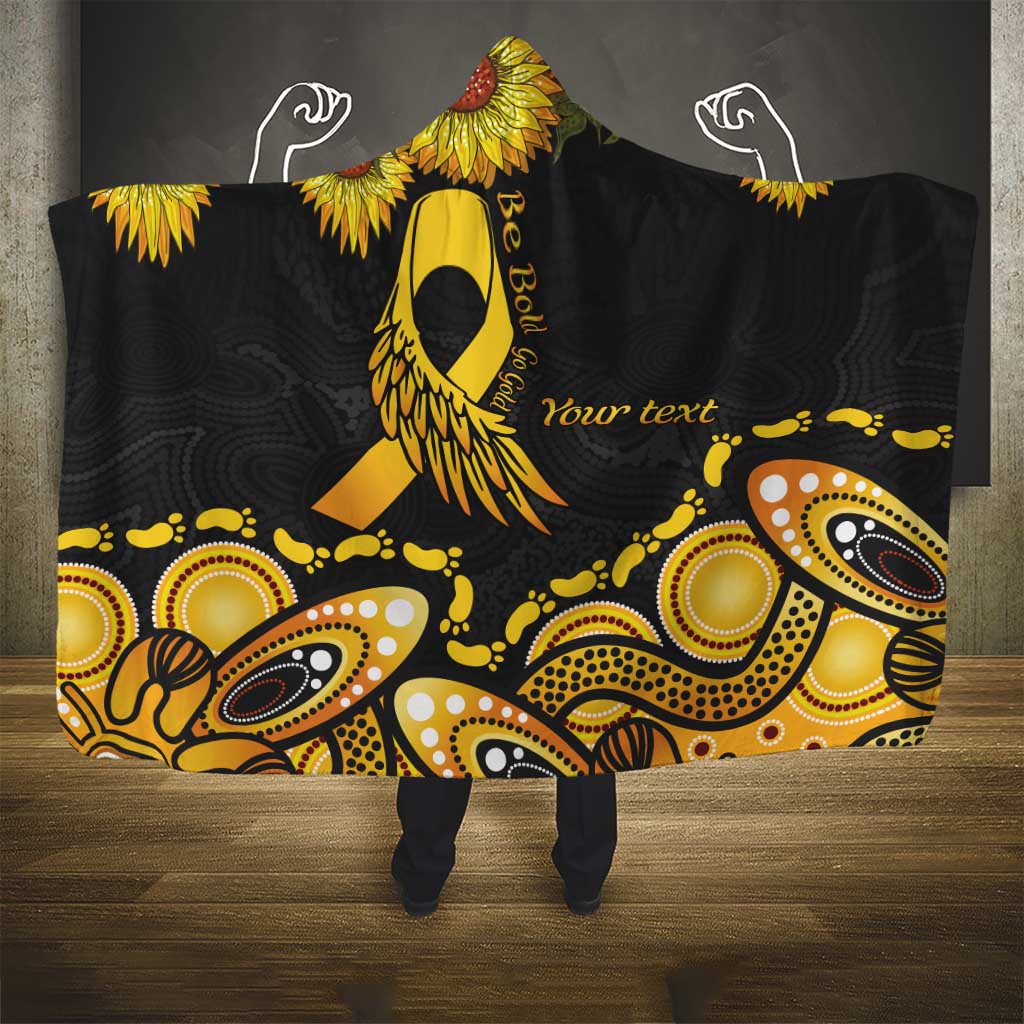 Be Bold Go Gold Aboriginal Ribbon Childhood Personalised Hooded Blanket