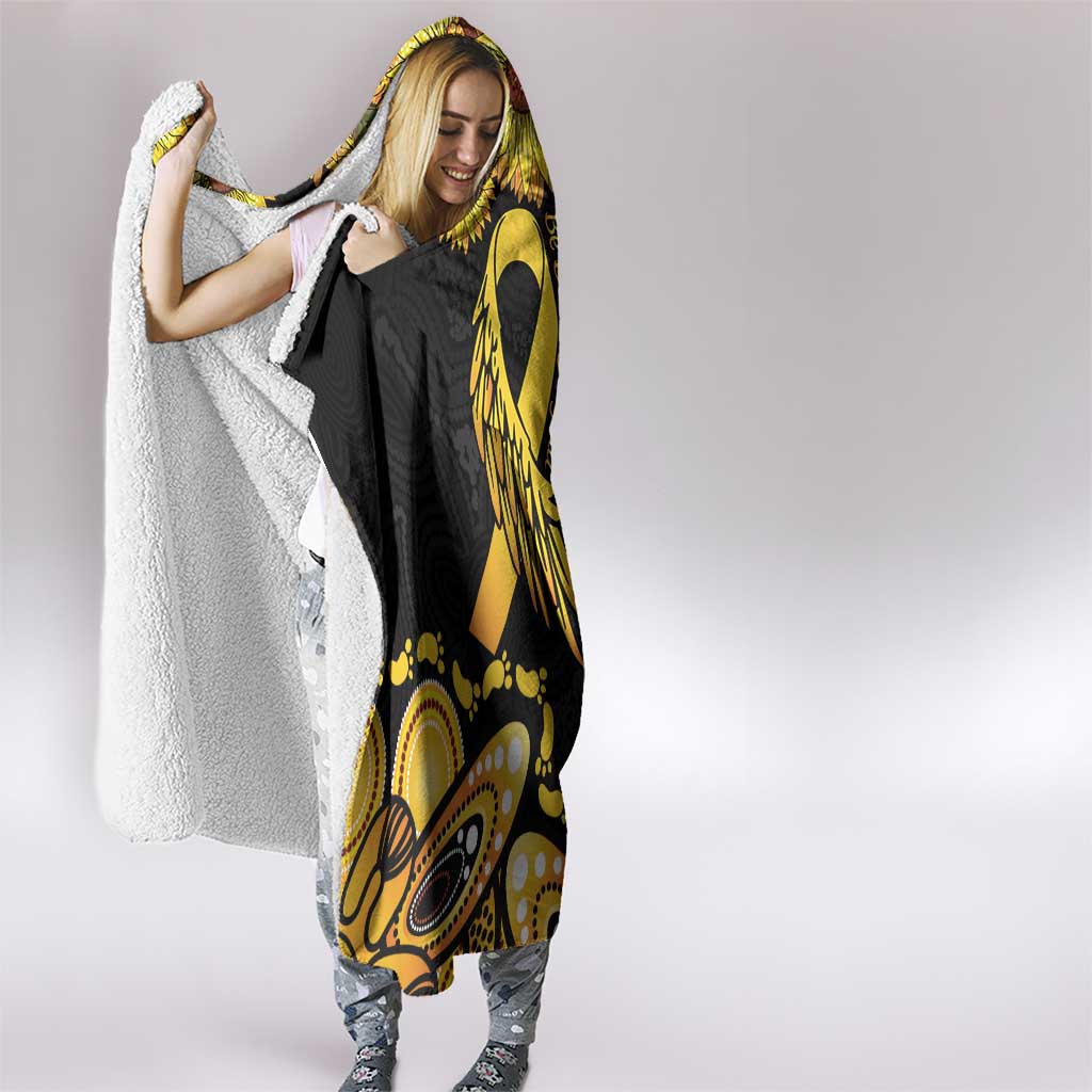Be Bold Go Gold Aboriginal Ribbon Childhood Personalised Hooded Blanket