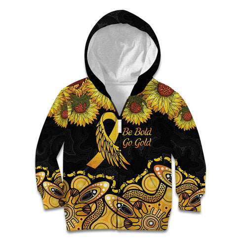 Be Bold Go Gold Aboriginal Ribbon Childhood Personalised Kid Hoodie