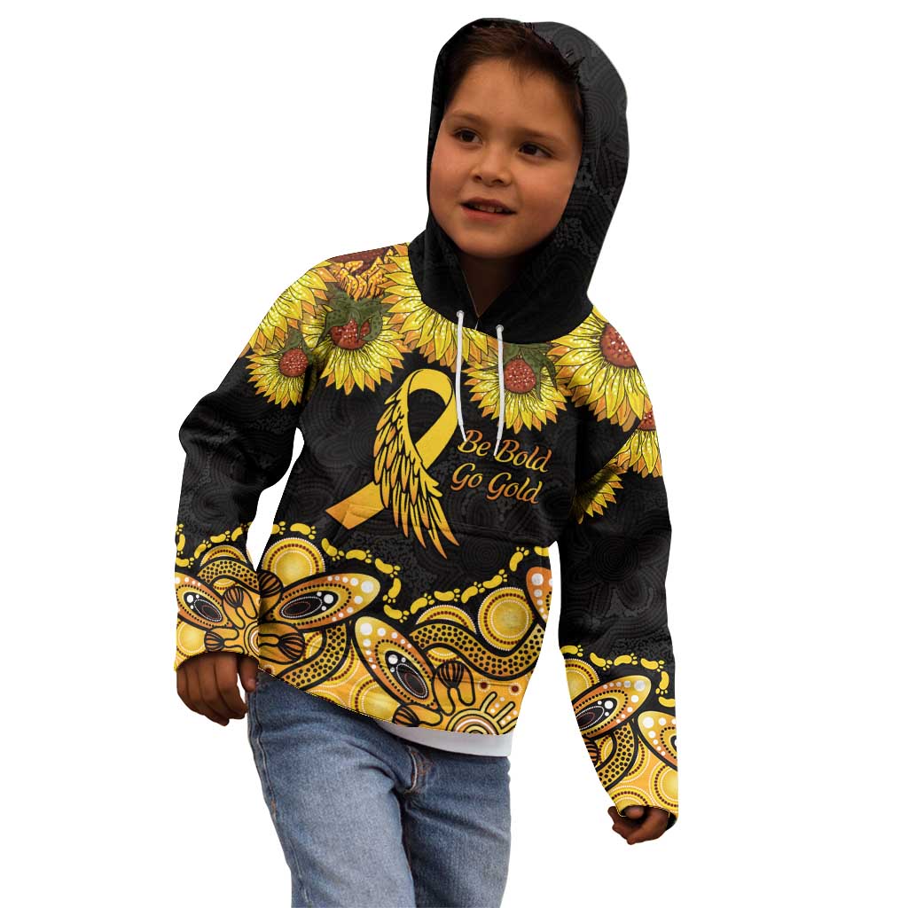 Be Bold Go Gold Aboriginal Ribbon Childhood Personalised Kid Hoodie