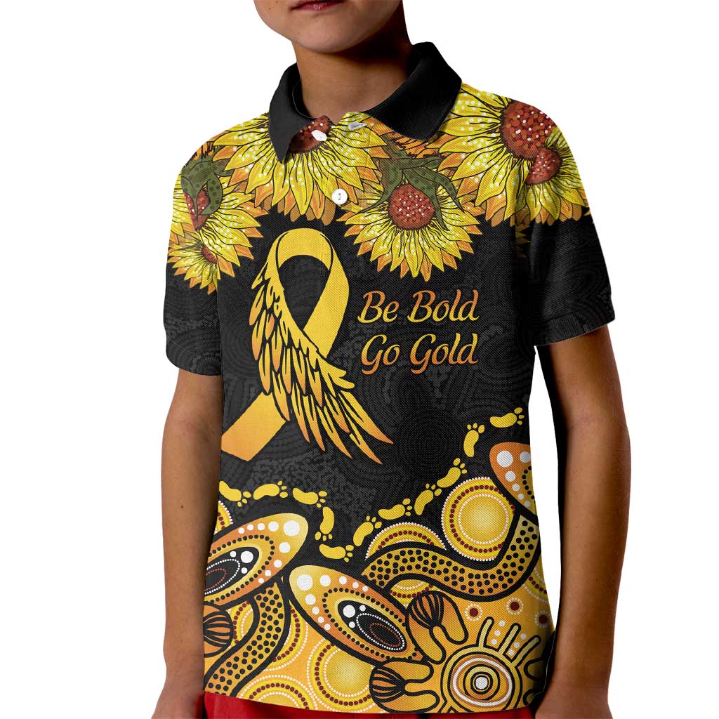 Be Bold Go Gold Aboriginal Ribbon Childhood Personalised Kid Polo Shirt
