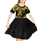 Be Bold Go Gold Aboriginal Ribbon Childhood Personalised Kid Short Sleeve Dress