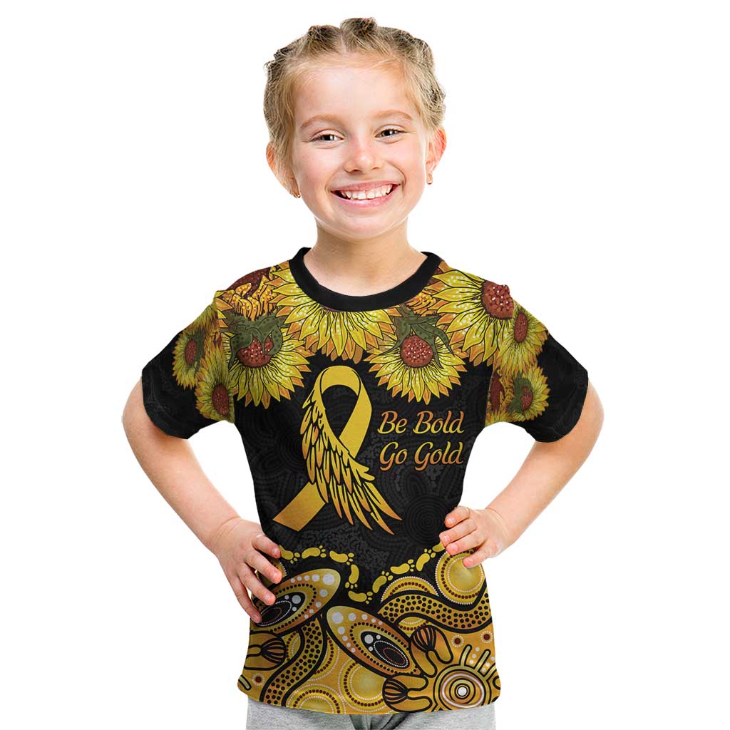 Be Bold Go Gold Aboriginal Ribbon Childhood Personalised Kid T Shirt