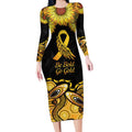 Be Bold Go Gold Aboriginal Ribbon Childhood Personalised Long Sleeve Bodycon Dress