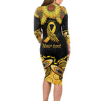 Be Bold Go Gold Aboriginal Ribbon Childhood Personalised Long Sleeve Bodycon Dress