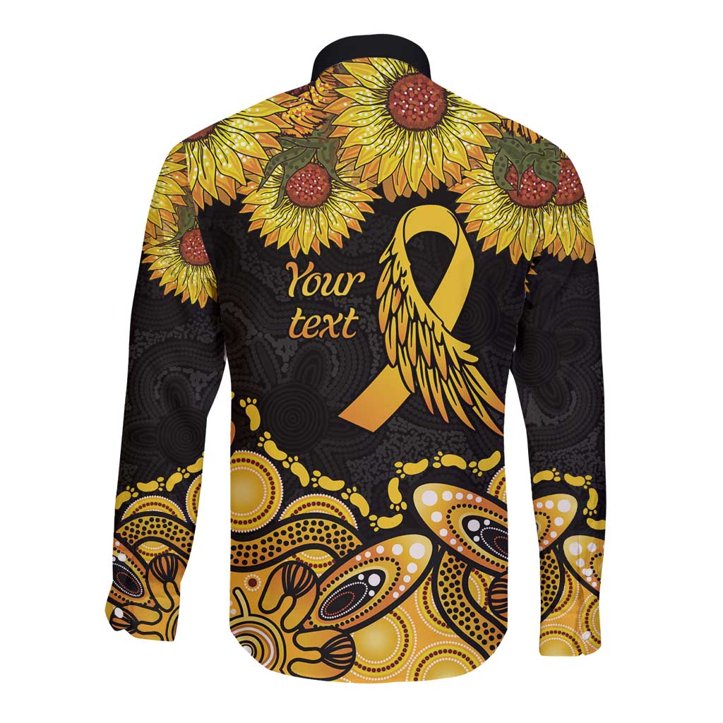 Be Bold Go Gold Aboriginal Ribbon Childhood Personalised Long Sleeve Button Shirt