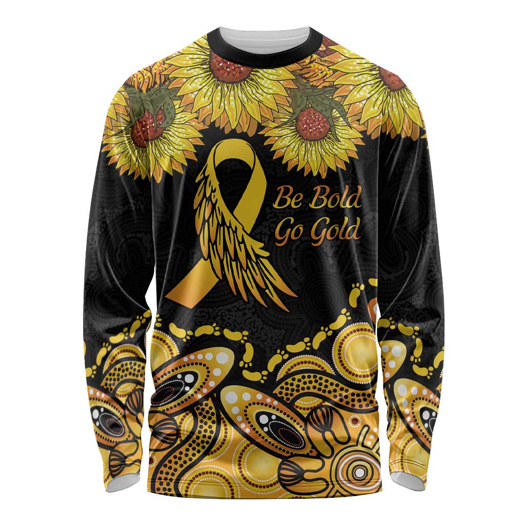 Be Bold Go Gold Aboriginal Ribbon Childhood Personalised Long Sleeve Shirt