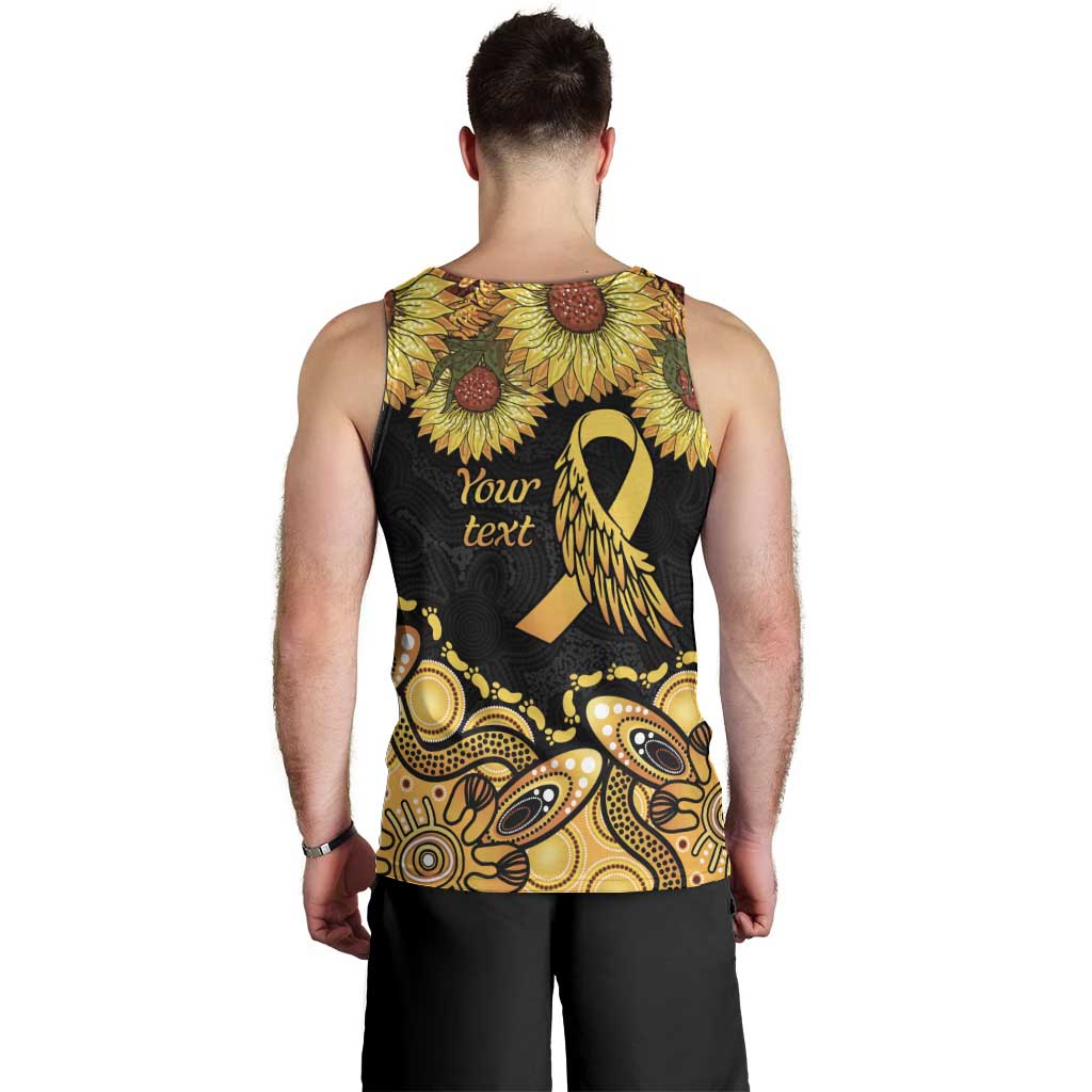 Be Bold Go Gold Aboriginal Ribbon Childhood Personalised Men Tank Top