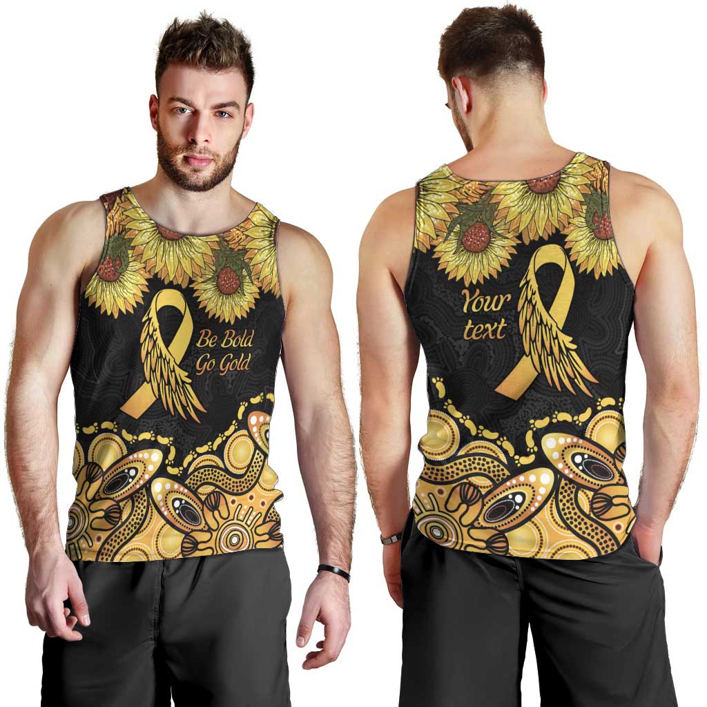 Be Bold Go Gold Aboriginal Ribbon Childhood Personalised Men Tank Top
