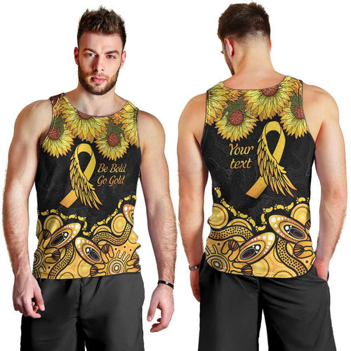 Be Bold Go Gold Aboriginal Ribbon Childhood Personalised Men Tank Top