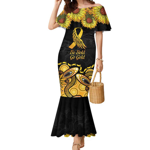 Be Bold Go Gold Aboriginal Ribbon Childhood Personalised Mermaid Dress