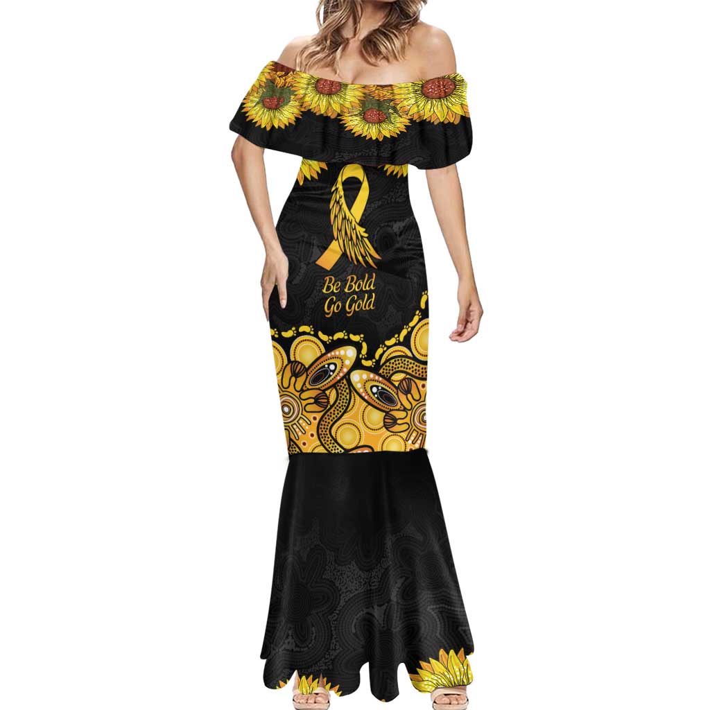 Be Bold Go Gold Aboriginal Ribbon Childhood Personalised Mermaid Dress